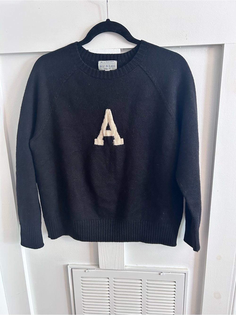 West Point Black and Khaki Letter Sweater M.LaHart large